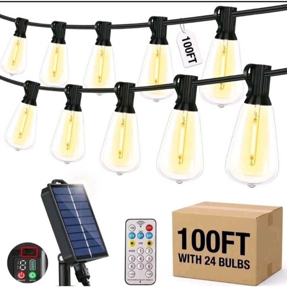 Solar Powered LED String Lights, ST38 Outdoor Waterproof for Patio, Yard, Porch